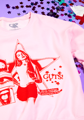 pink GUTS all-american b*tch crewneck pullover detail 1