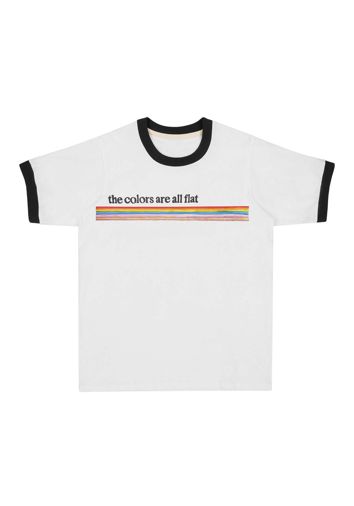 the colors are all flat ringer t-shirt