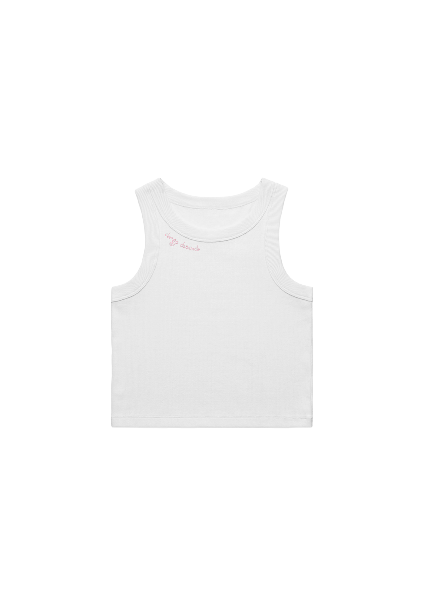 drop dead embroidered women's crop tank front