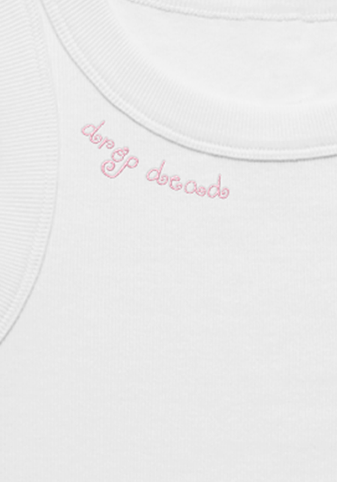 drop dead embroidered women's crop tank details