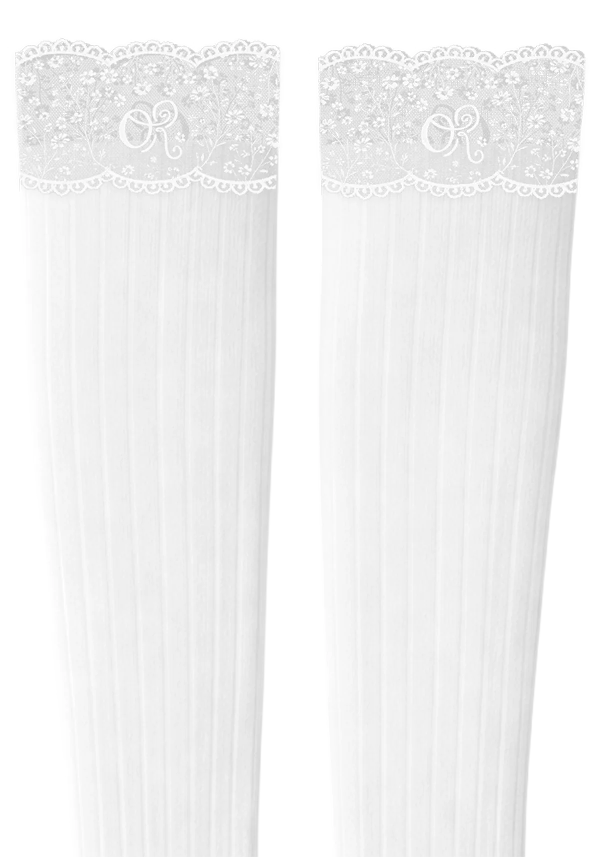 logo lace top knee high sock set details