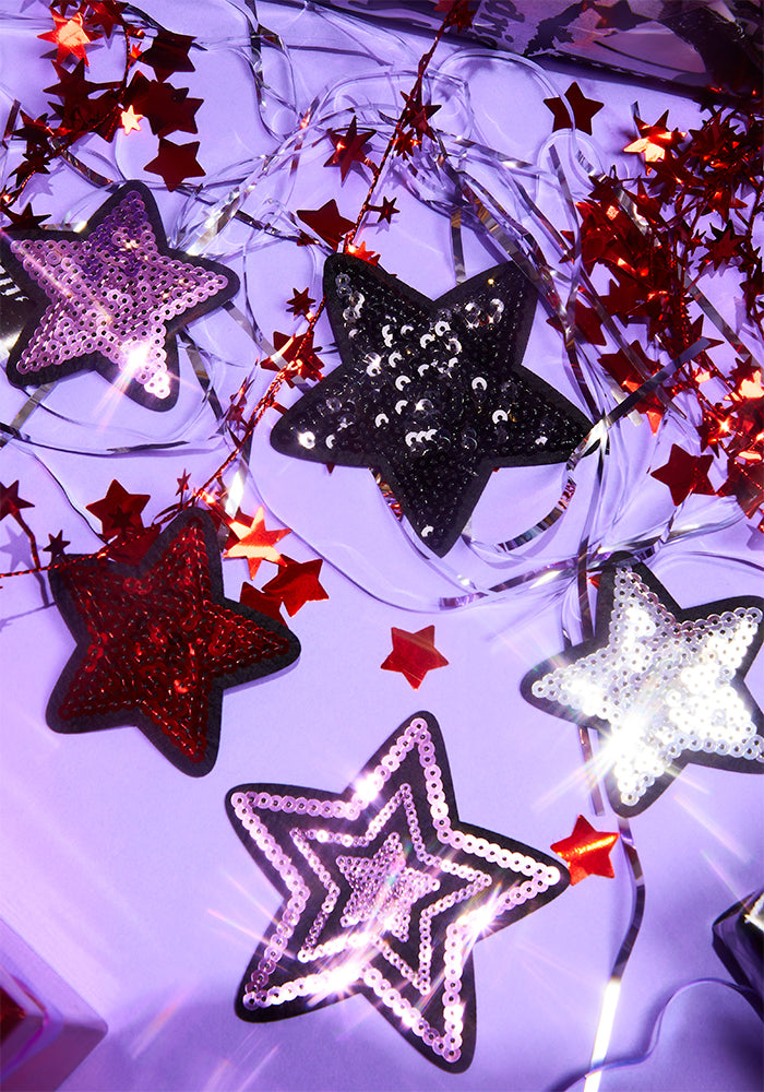 sequin star patch set with decorations 