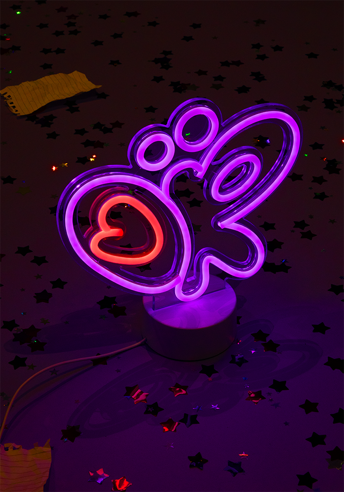 olivia rodrigo logo neon table light turned on