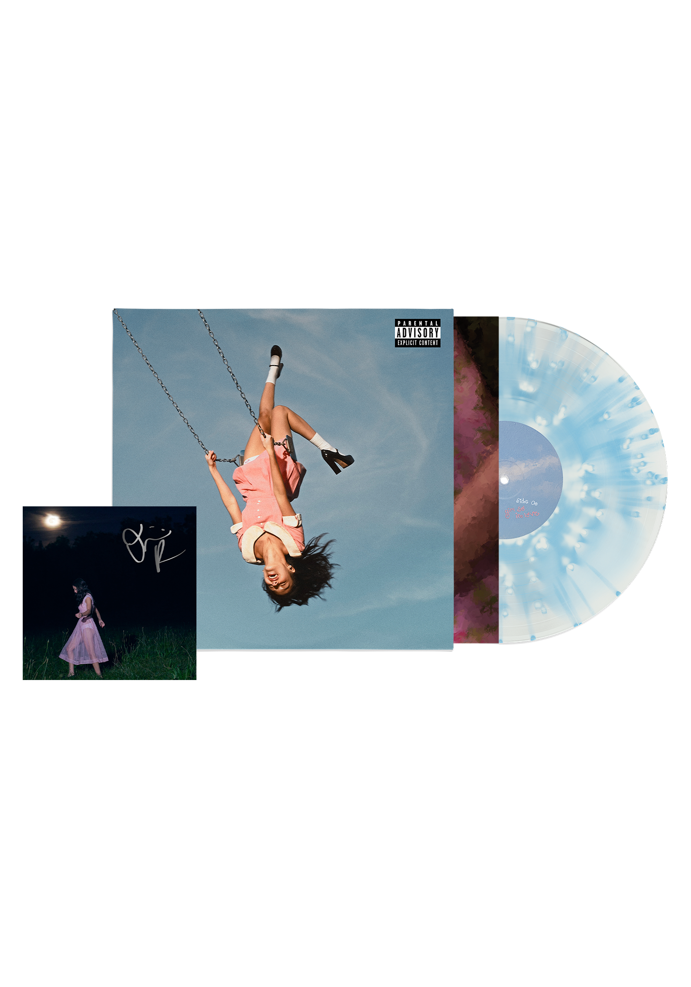 girl so in love - exclusive 'static lover' pop-up blue vinyl + signed cd art card