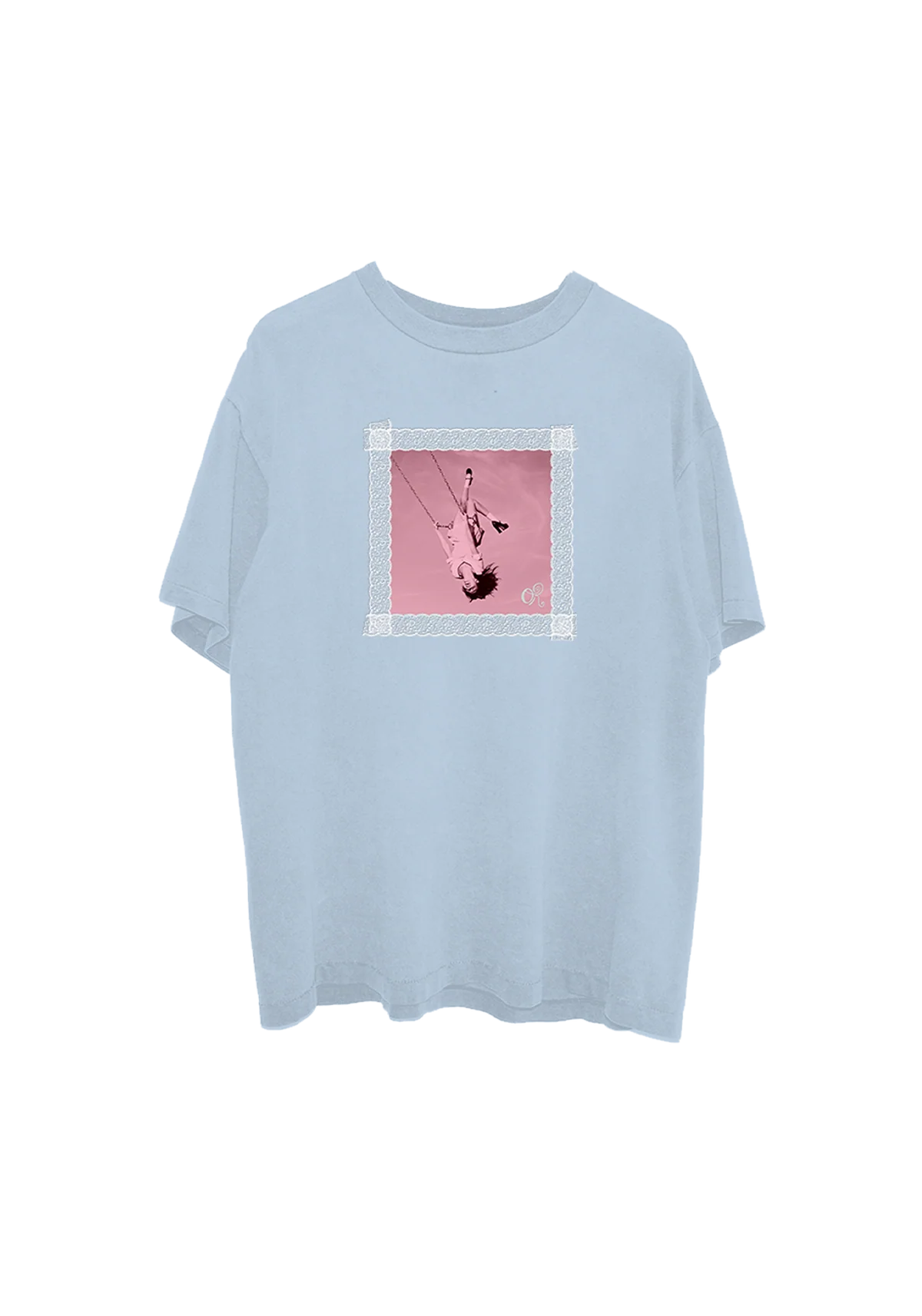 lace album cover oversized blue t-shirt