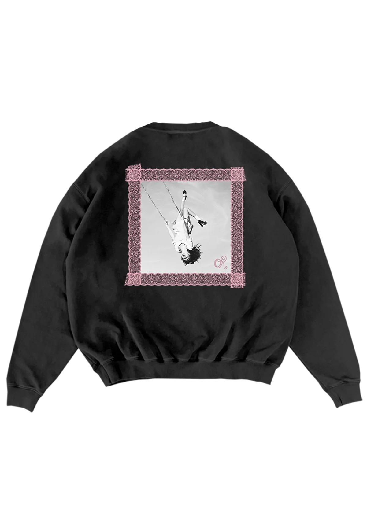lace album cover embroidered crewneck back