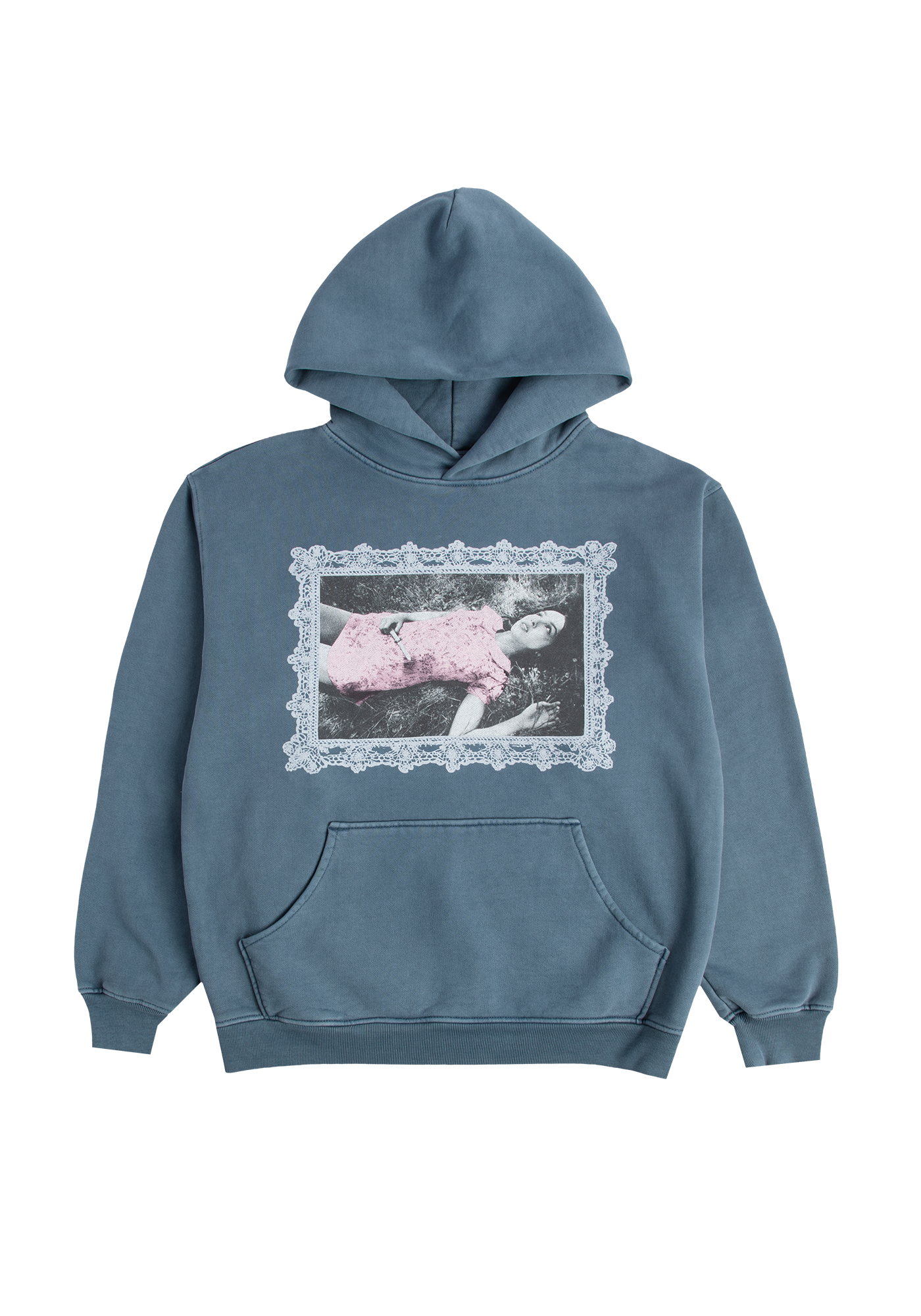 lace frame distressed hoodie front