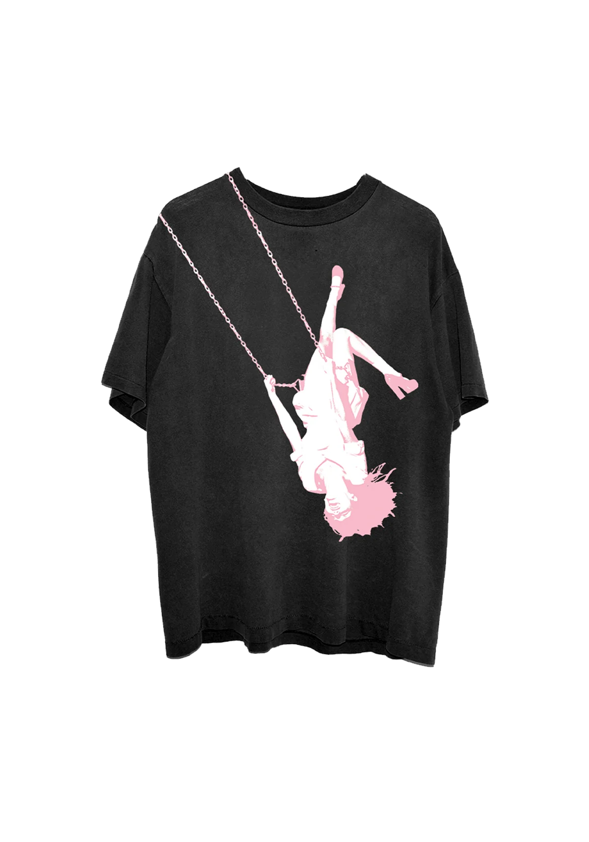 swing embroidered oversized black t-shirt front